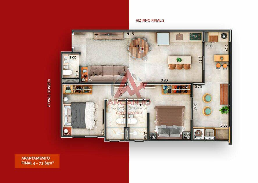Apartamento, 2 quartos, 73 m² - Foto 3